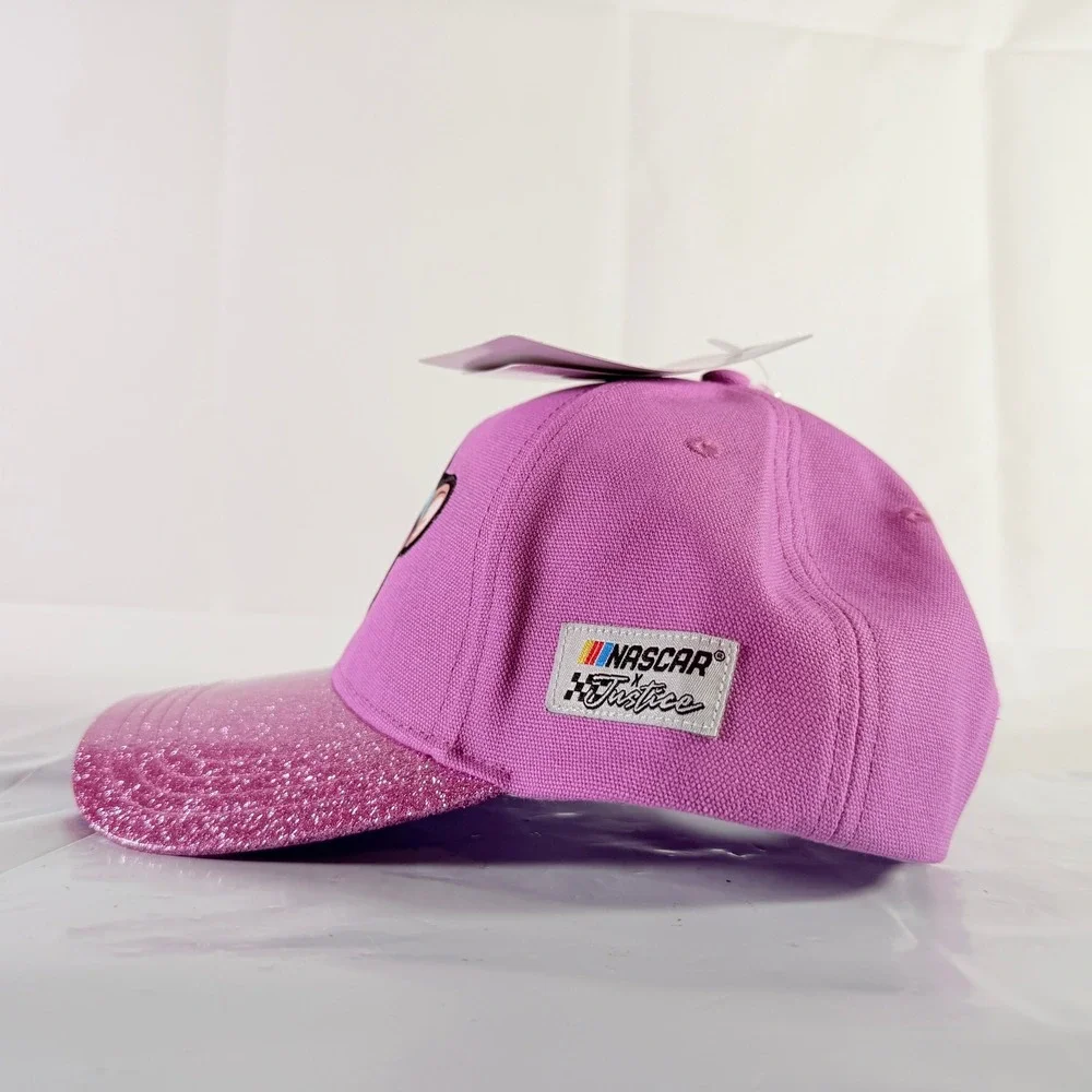 Justice x NASCAR Girls Pink Glitter Brim Baseball Hat Chihuahau Dog OSFM